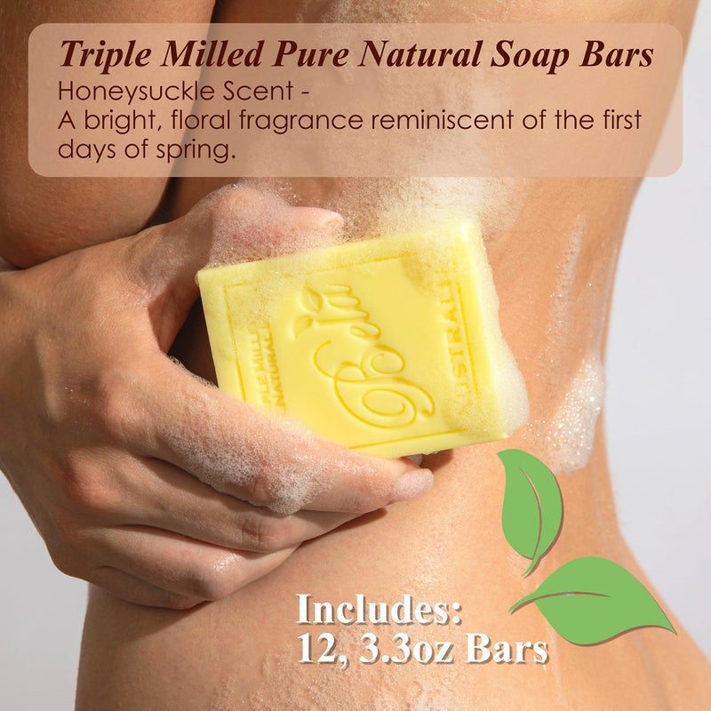 BELA Honeysuckle Soap 3.3 OZ Pack of 12, Long lasting French Triple Milled Bar Soap with Organic Shea Butter, Hand, Face and Body Wash Bar, Made in Australia - Image 2